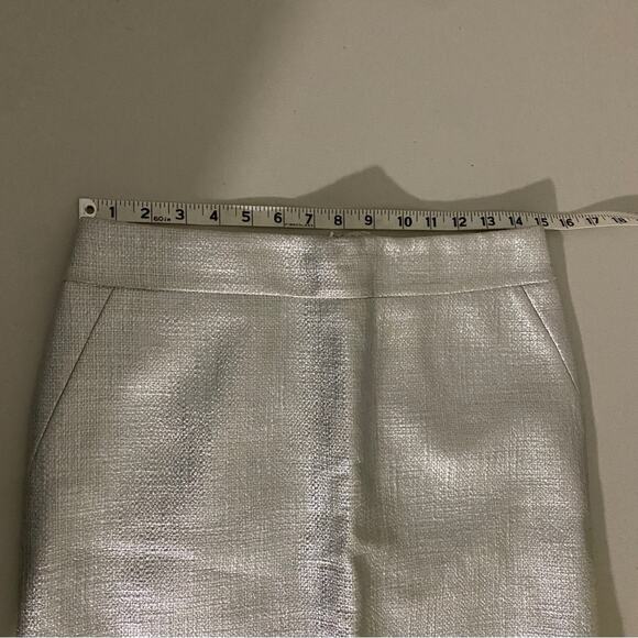 White House Black Market WHBM Silver Metallic Tweed Pencil Skirt 2 - Picture 8 of 8